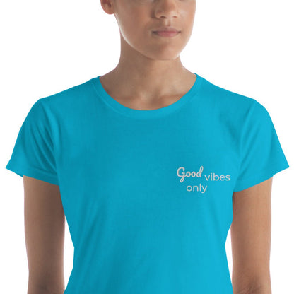 tsgabrielle™ • tsgabrielle™ • Trans / Women's Short Sleeve T-Shirt - Good Vibes • Apparel & Accessories • Trans / Women's Short Sleeve T-Shirt - Good Vibes • 9457721_4907 • Product mockup